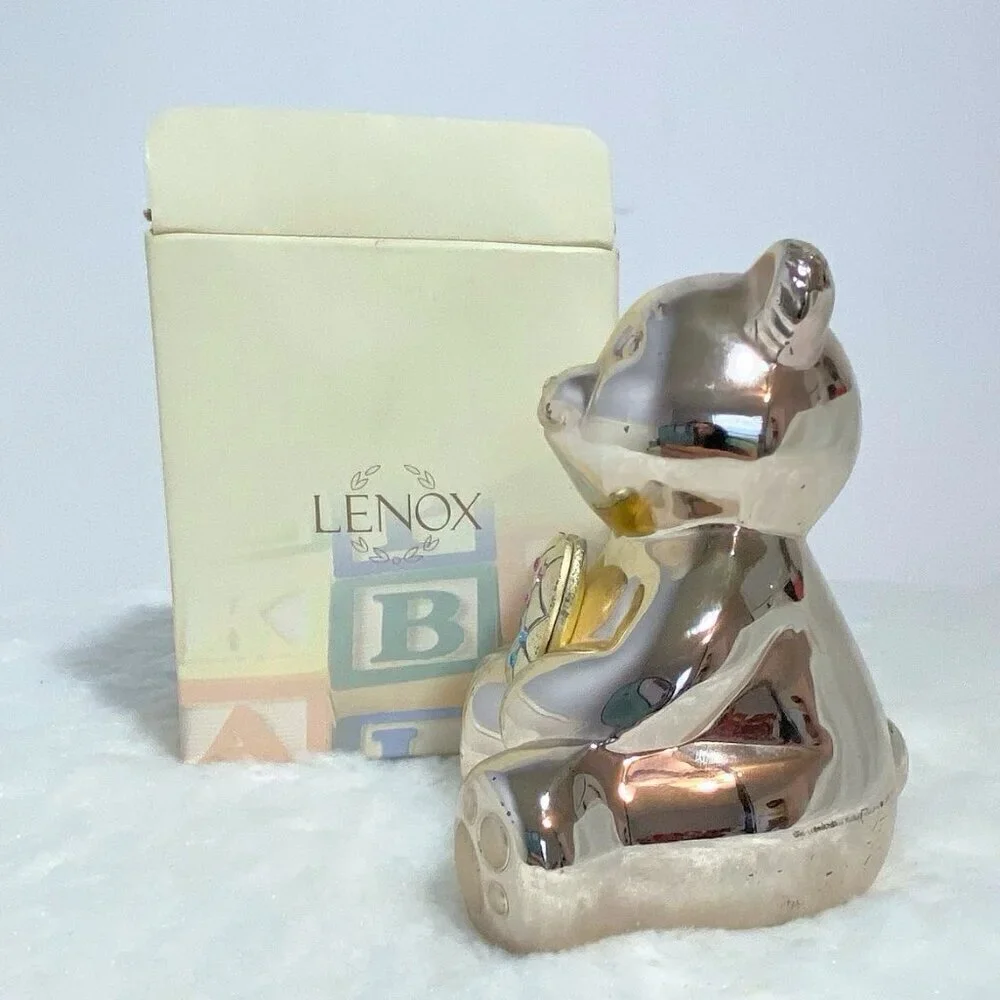 Lenox Vintage Baby Jewel Collection Silver Plated Teddy Bear Bank - Picture 5 of 9